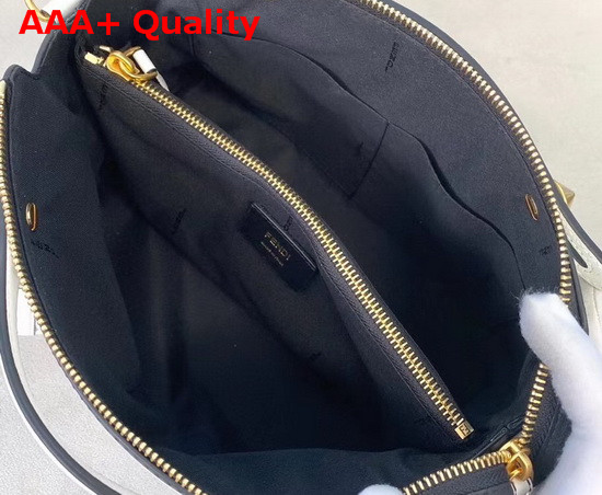 Fendi By The Way Medium White Leather Printed Boston Bag Replica