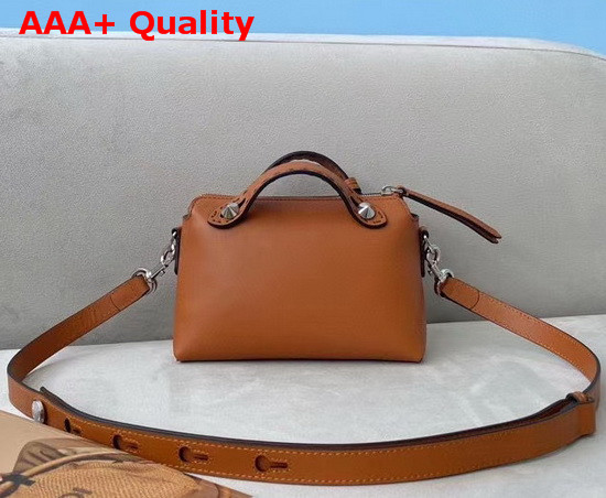 Fendi By The Way Mini Brown Leather Boston Bag with Heat Stamped FENDI ROMA Replica