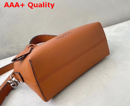 Fendi By The Way Mini Brown Leather Boston Bag with Heat Stamped FENDI ROMA Replica