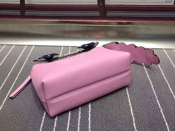 Fendi By The Way Mini Leather And Python Floral Applique Satchel Pink for Sale