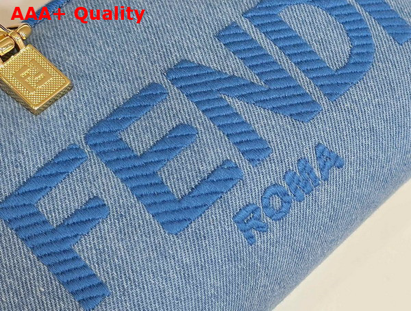 Fendi By The Way Mini Light Blue Denim Small Boston Bag Replica