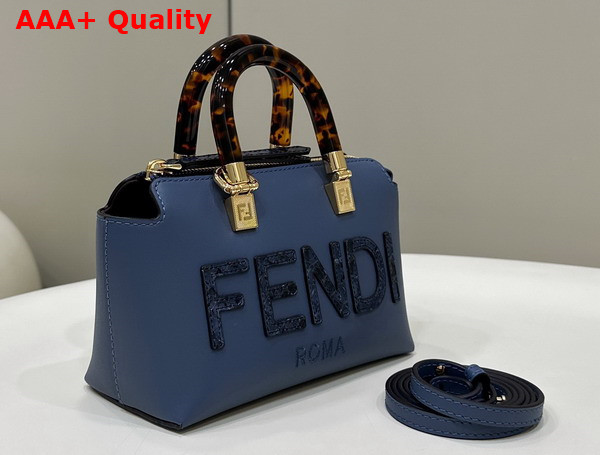 Fendi By The Way Mini Small Blue Leather and Elaphe Boston Bag Replica