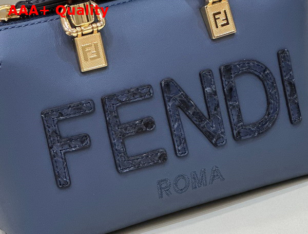 Fendi By The Way Mini Small Blue Leather and Elaphe Boston Bag Replica