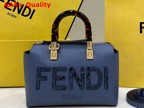 Fendi By The Way Mini Small Blue Leather and Elaphe Boston Bag Replica