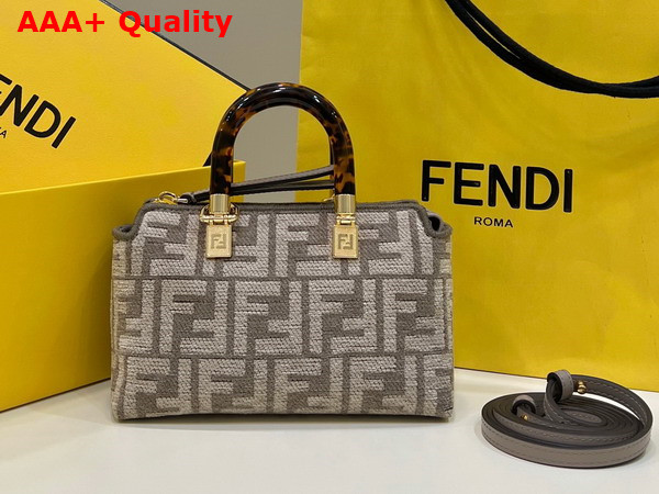 Fendi By The Way Mini Small Boston Bag in Dove Gray Tapestry Fabric Replica