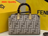Fendi By The Way Mini Small Boston Bag in Dove Gray Tapestry Fabric Replica