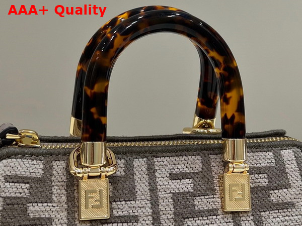 Fendi By The Way Mini Small Boston Bag in Dove Gray Tapestry Fabric Replica