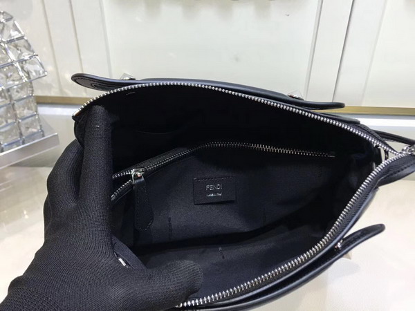 Fendi By The Way Small Leather Boston Bag in Black Calfskin For Sale