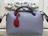 Fendi By The Way Small Leather Boston Bag in Light Blue Calfskin For Sale