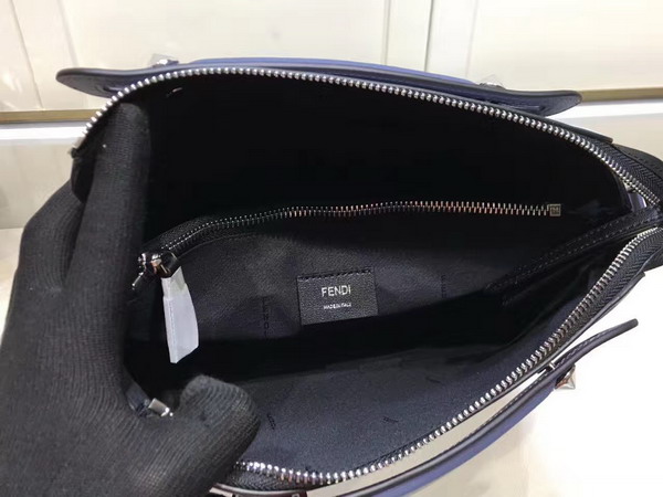 Fendi By The Way Small Leather Boston Bag in Light Blue Calfskin For Sale
