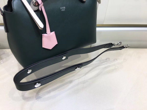 Fendi By The Way Small Leather Boston Bag in Sea Blue Calfskin For Sale