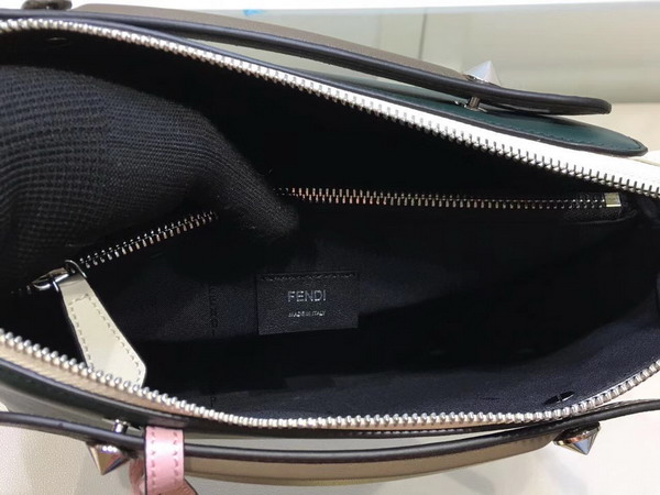 Fendi By The Way Small Leather Boston Bag in Sea Blue Calfskin For Sale