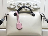 Fendi By The Way Small Leather Boston Bag in White Calfskin For Sale
