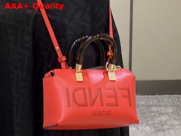 Fendi By the Way Mini Red Leather Small Boston Bag Replica