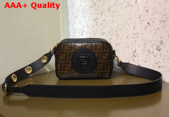 Fendi Camera Case with Fendi Stamp Patches Glazed Fabric with FF Motif Replica