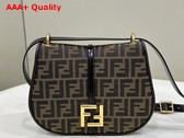 Fendi Cmon Medium Brown FF Jacquard Fabric and Leather Bag Replica