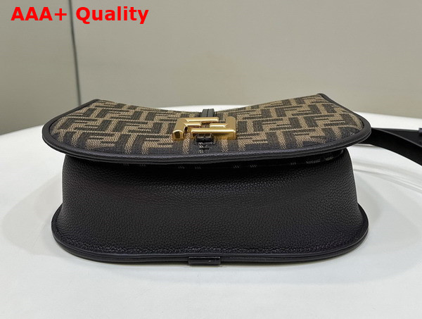 Fendi Cmon Medium Brown FF Jacquard Fabric and Leather Bag Replica