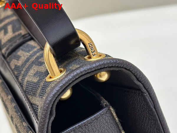 Fendi Cmon Medium Brown FF Jacquard Fabric and Leather Bag Replica