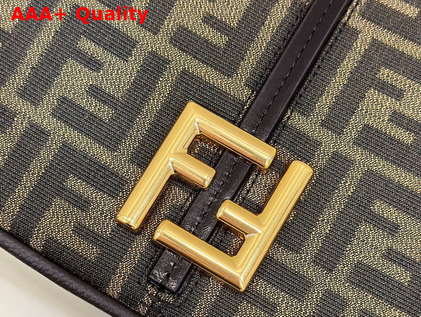 Fendi Cmon Medium Brown FF Jacquard Fabric and Leather Bag Replica