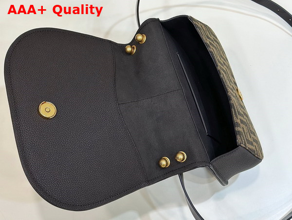 Fendi Cmon Medium Brown FF Jacquard Fabric and Leather Bag Replica