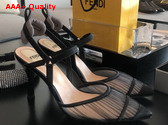 Fendi Colibri Lite Black Tulle and Satin High Heeled Slingbacks Replica