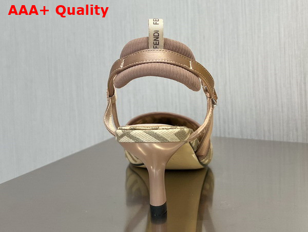 Fendi Colibri Lite Medium Heel Beige FF Canvas Slingbacks Replica