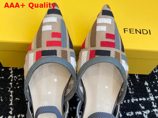 Fendi Colibri Lite Multicolor Mesh Flat Slingbacks Multicolor Replica