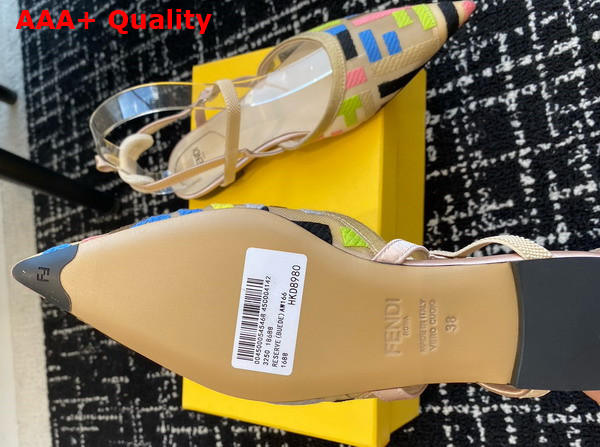 Fendi Colibri Lite Multicolor Mesh Flat Slingbacks Replica