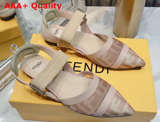 Fendi Colibri Slingback Flats in Pink Mesh and Nude Leather Replica