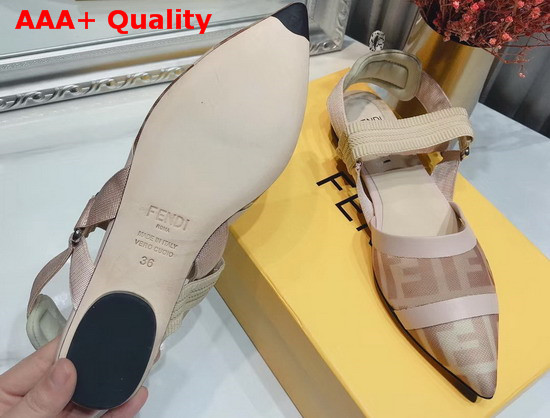 Fendi Colibri Slingback Flats in Pink Mesh and Nude Leather Replica
