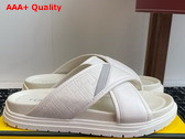 Fendi Cross Slides in White FF Jacquard and Leather Replica