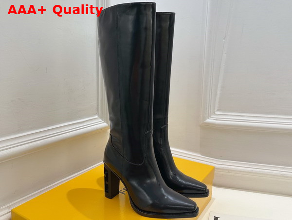 Fendi Cut Black Leather High Heeled Boots Replica