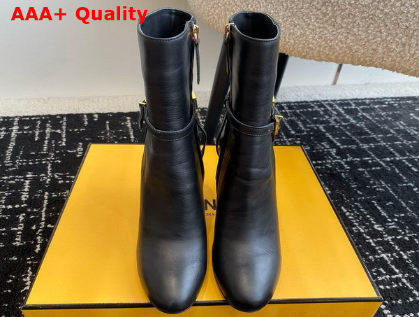 Fendi Delfina Black Leather High Heeled Ankle Boots Replica