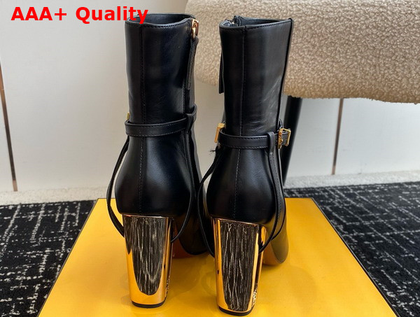 Fendi Delfina Black Leather High Heeled Ankle Boots Replica