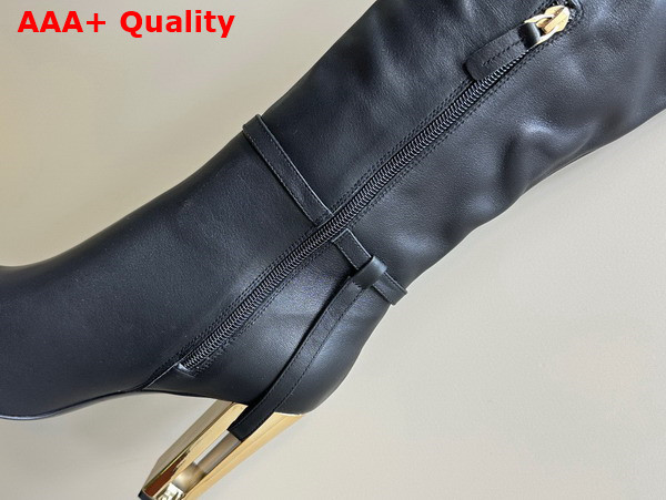 Fendi Delfina Black Leather High Heeled Boots Replica