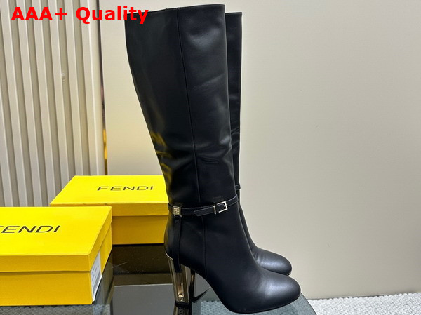 Fendi Delfina Black Leather High Heeled Boots Replica