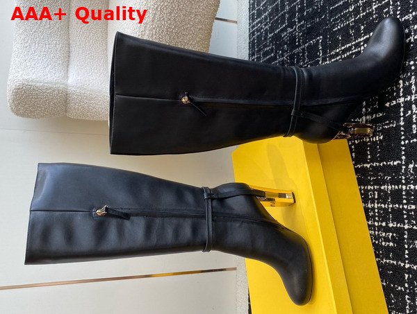 Fendi Delfina High Heeled Boots in Black Leather Replica