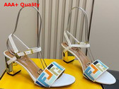 Fendi Delfina High Heeled Sandals in Multicolor Canvas with FF Embroidery Replica