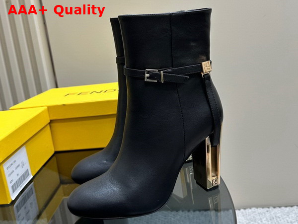 Fendi Delfina Leather High Heeled Ankle Boots in Black Replica