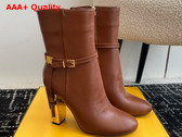 Fendi Delfina Tan Leather High Heeled Ankle Boots Replica