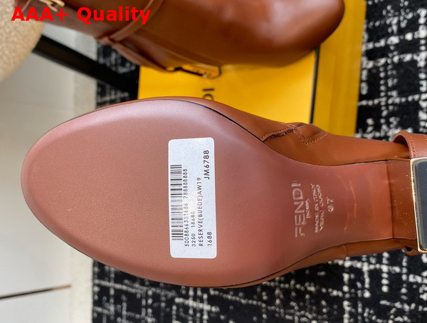 Fendi Delfina Tan Leather High Heeled Ankle Boots Replica