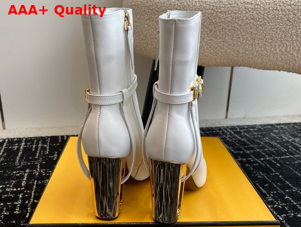 Fendi Delfina White Leather High Heeled Ankle Boots Replica