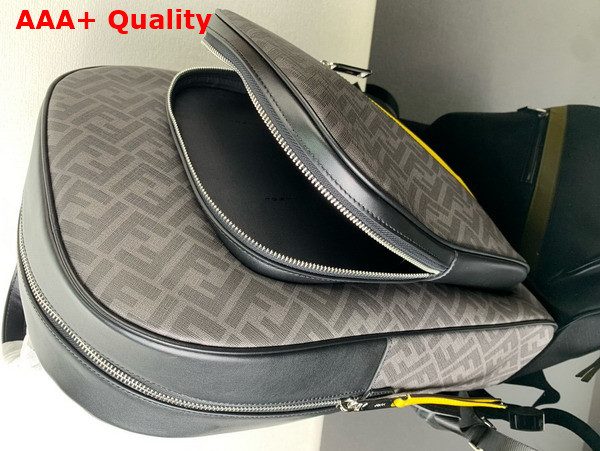 Fendi Diagonal Backpack Black Leather and FF Fabric Bag Replica