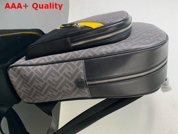 Fendi Diagonal Backpack Black Leather and FF Fabric Bag Replica