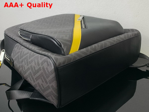 Fendi Diagonal Backpack Black Leather and FF Fabric Bag Replica