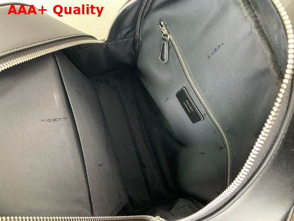 Fendi Diagonal Backpack Black Leather and FF Fabric Bag Replica
