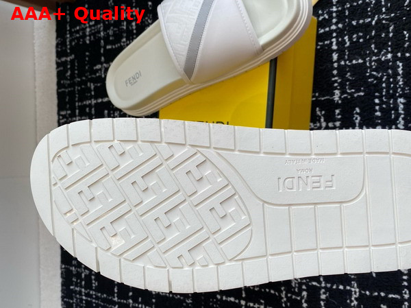 Fendi Diagonal Slides White FF Jacquard and Leather Slides Replica