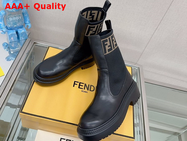Fendi Domino Biker Boots in Black Leather and Fabric Replica