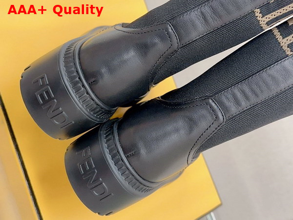 Fendi Domino Biker Boots in Black Leather and Fabric Replica