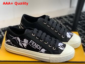 Fendi Domino Black Canvas Low Tops Replica